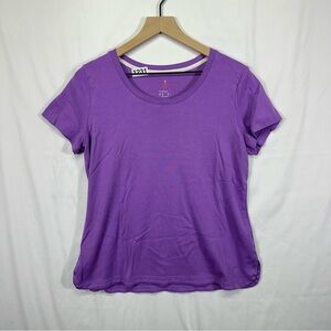 Isaac Mizrahi Live Essentials Purple Scoop Neck Short Sleeve Top Size M